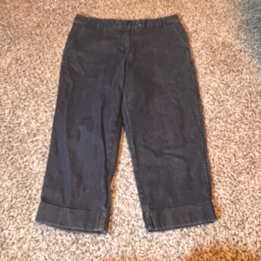 Talbots Petites Stretch Cropped Capris Pants Dark Wash Denim Size 10